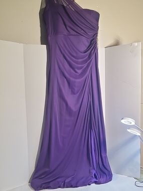 One-Shoulder Purple Evening Gown